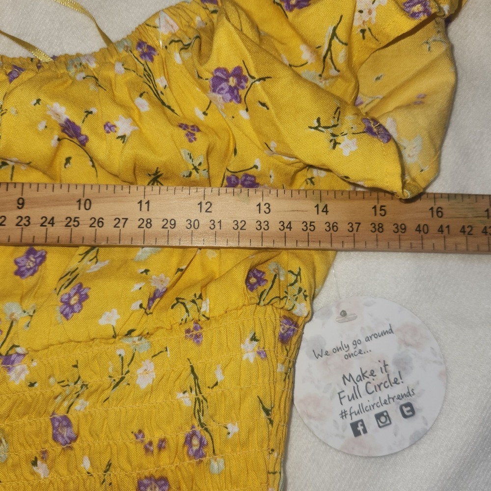 NWT Jolie & Joy Top Coquette Crop M Yellow Purple Floral Fairycore Summer - Picture 7 of 8